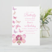 baby Eerste 1e verjaardag LItlle Butterfly Party Kaart (Staand voorkant)