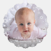 Baby eerste Chanoeka foto sneeuwvlokken nieuwe oud Ornament Kaart (Voorkant)