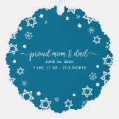 Baby eerste Chanoeka foto sneeuwvlokken nieuwe oud Ornament Kaart (Achterkant)