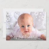 Baby Eerste Chanoeka Fotoster van David Script Feestdagenkaart (Voorkant)