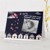 BABY EERSTE CHRISTMAS. DOUANE BABY FOTOPLACEMAT KAART (Gele Bloem)