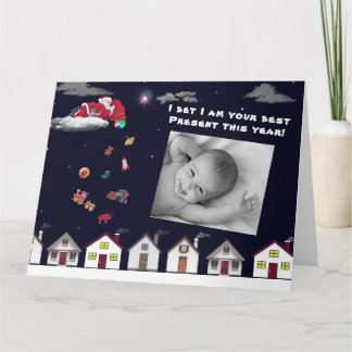 BABY EERSTE CHRISTMAS. DOUANE BABY FOTOPLACEMAT KAART