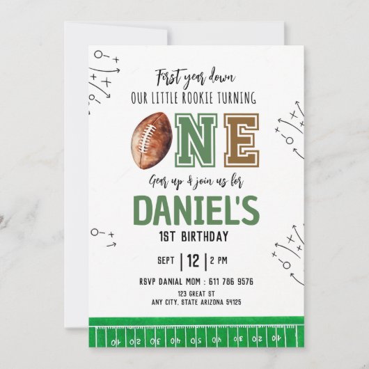 Baby eerste Football Verjaardagsfeest Uitnodigings Kaart (Voorkant)