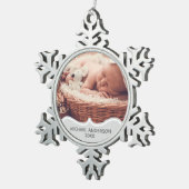 Baby | Eerste foto kerstbal als aandenken Tin Sneeuwvlok Ornament (Rechts)