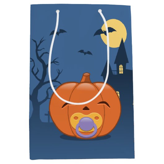 Baby Eerste Halloween fopspeen pompoen Medium Cadeauzakje (Voorkant)