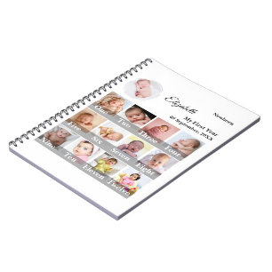Baby Eerste Jaar 12 Maand Foto Collage Mijlpaal Notitieboek