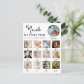 Baby Eerste Jaar 12 Maanden Foto Collage Modern Briefkaart (Staand voorkant)