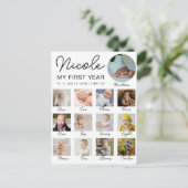 Baby Eerste Jaar 12 Maanden Foto Collage Modern Briefkaart (Staand voorkant)