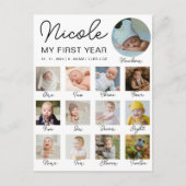 Baby Eerste Jaar 12 Maanden Foto Collage Modern Briefkaart (Voorkant)