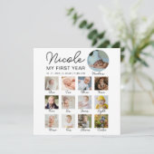 Baby Eerste jaar 12 maanden fotocollage Modern (Staand voorkant)