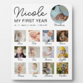 Baby Eerste jaar 12 maanden fotocollage Modern Fotoplaat (Voorkant)