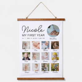 Baby Eerste jaar 12 maanden fotocollage Modern Hangend Wandkleed