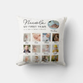 Baby Eerste jaar 12 maanden fotocollage Modern Kussen (Voorkant)