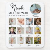 Baby Eerste jaar 12 maanden fotocollage Modern Muismat (Voorkant)