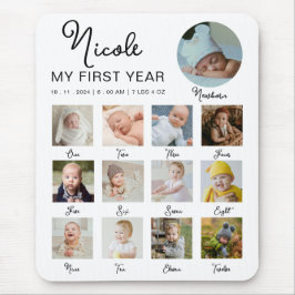 Baby Eerste jaar 12 maanden fotocollage Modern Muismat