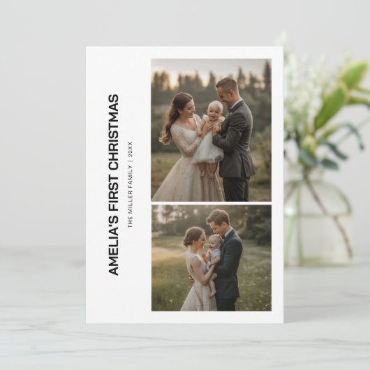 Baby eerste Kaart van de kerstfamilie (Staand voorkant)