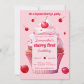 Baby eerste kersen- en cupcakefeest kaart (Voorkant)