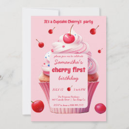 Baby eerste kersen- en cupcakefeest kaart