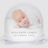 Baby Eerste kerst 2 foto's Naam en jaar Sneeuwbol (Achterkant)