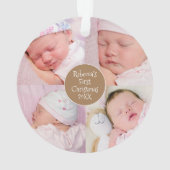 Baby Eerste kerst 4 foto collage naam Ornament (achterkant)