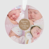 Baby Eerste kerst 4 foto collage naam Ornament (voorkant)
