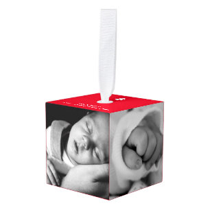 Baby Eerste Kerst 5 Foto's Rode Naam Verjaardag Decoratie