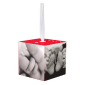 Baby Eerste Kerst 5 Foto's Rode Naam Verjaardag Decoratie (Achter hoekig)