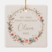 Baby Eerste Kerst Celestial Sterren Maanfoto Keramisch Ornament (Achterkant)