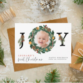 Baby Eerste Kerst Elegant & Botanisch Feestdagenkaart