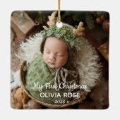 Baby Eerste Kerst Foto Keramisch Ornament (Achterkant)