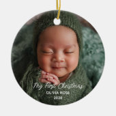 Baby Eerste Kerst Foto Keramisch Ornament (Voorkant)
