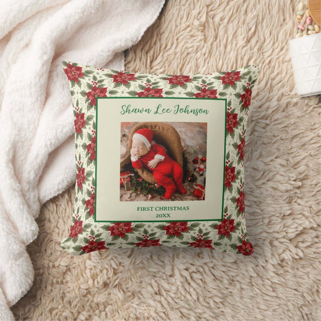Baby eerste kerst foto kussensloop kussen (Deken)