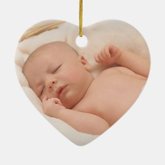 Baby Eerste Kerst Foto Modern Script Ornament (Achterkant)