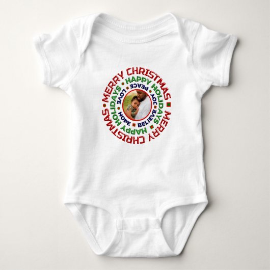 Baby eerste kerst foto vakantie personaliseren  romper (Voorkant)