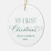 Baby eerste kerst groen foto-kerstgeschenk keramisch ornament (Links)
