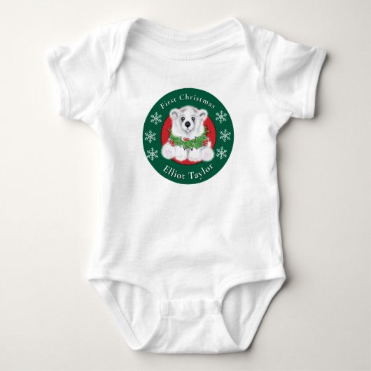 Baby eerste kerst ijsbeer personaliseren romper (Voorkant)