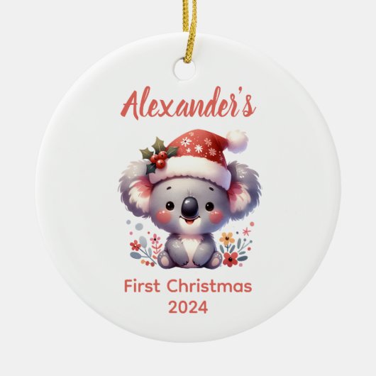 Baby eerste Kerst Koala Beer Dier Keramisch Ornament (Voorkant)