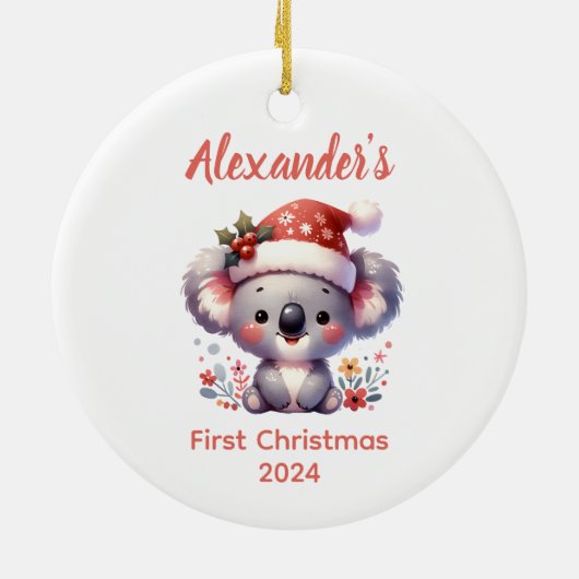 Baby eerste Kerst Koala Beer Dier Keramisch Ornament (Achterkant)