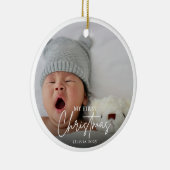Baby Eerste Kerst Moderne Eenvoudige Fotosjabloon Keramisch Ornament (Rechts)