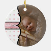 Baby Eerste kerst Ornament - Franse Bow Swirl (Achterkant)