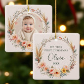 Baby Eerste Kerst Pampas Grass Wildflower Boho Keramisch Ornament