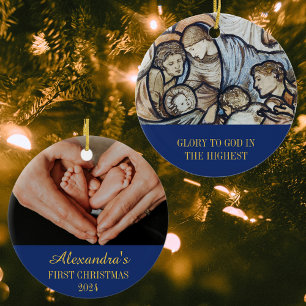 Baby Eerste Kerst Religieuze Christelijke Geboorte Keramisch Ornament