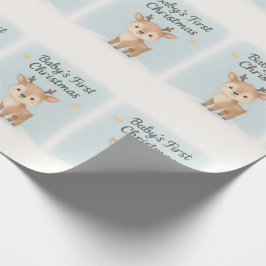 Baby eerste kerst rendier cute pastel winter cadeaupapier