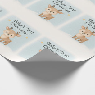 Baby eerste kerst rendier cute pastel winter cadeaupapier