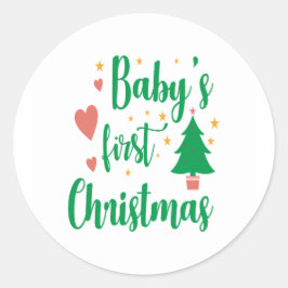 Baby eerste kerst ronde sticker