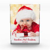 Baby Eerste Kerst Rood Script L Fotoblokken (Voorkant)