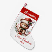 Baby eerste kerst schattig Beer gepersonaliseerd Kleine Kerstsok (Voorkant (Hangend))