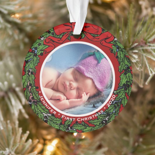 Baby eerste kerst schattige foto Ornament (Boom)
