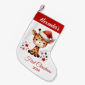 Baby eerste kerst schattige Giraffe gepersonalisee Kleine Kerstsok (Voorkant (Hangend))