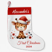 Baby eerste kerst schattige Giraffe gepersonalisee Kleine Kerstsok (Voorkant)